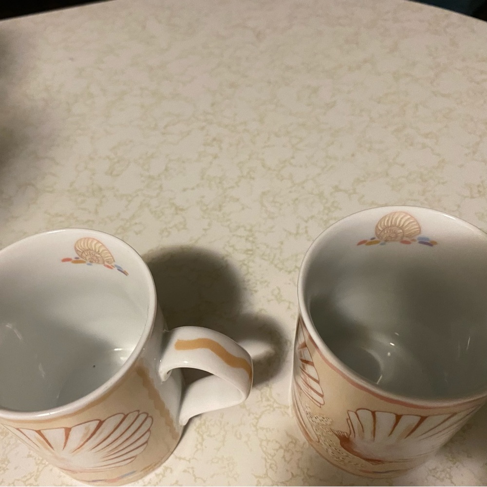 2 Coffee Cups Shell Collage by Artist Marie Ryan Inhesion Giftware